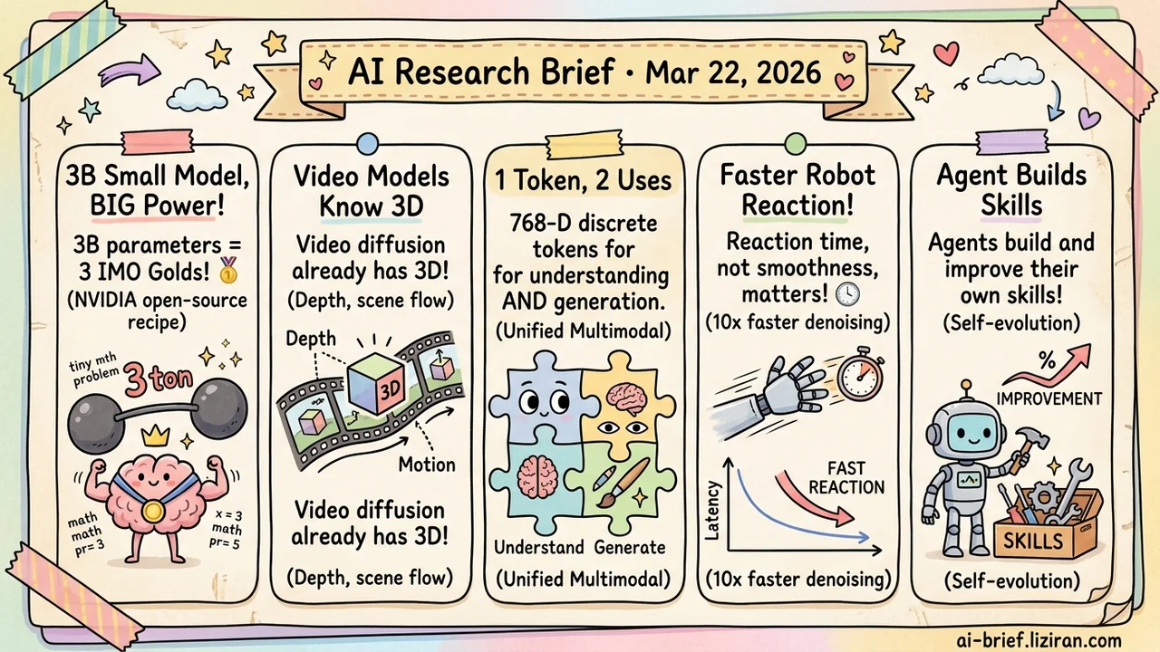 3B Params Win Three Olympiad Golds, 768-D Discrete Tokens Work