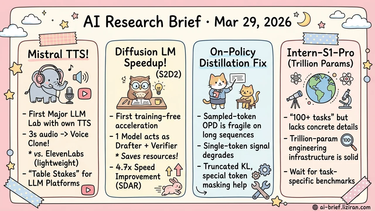 Mistral Ships TTS, Diffusion LLMs Get 4.7x Faster