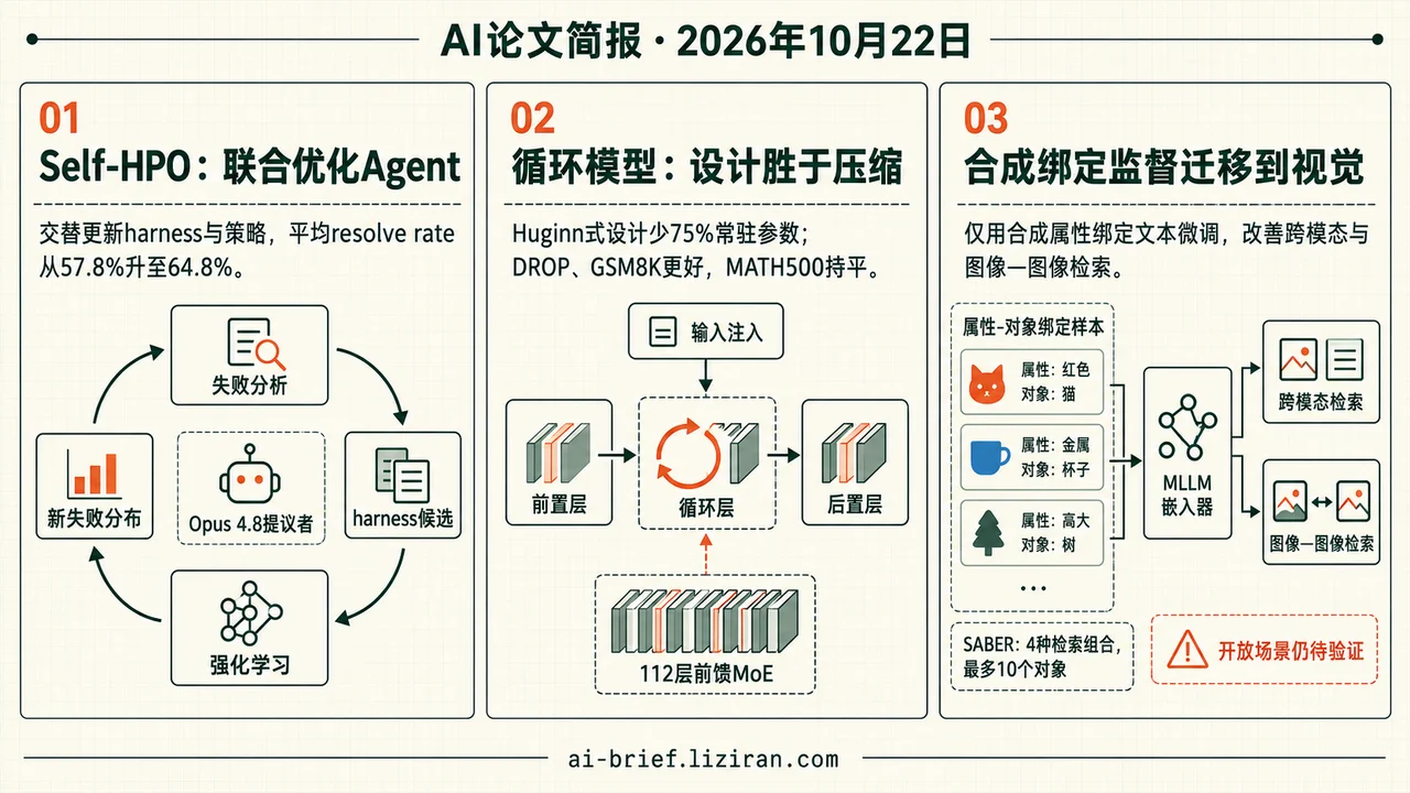 Self-HPO将Qwen3.5-35B-A3B在3个编码基准上的平均resolve rate从57.8%推至64.8%